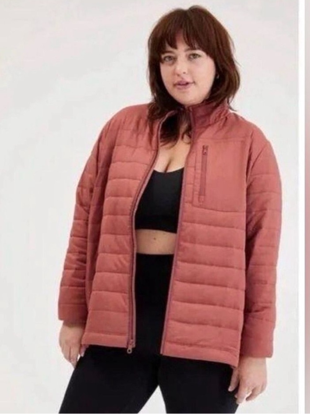 Girlfriend Collective Jam Packable Puffer Jacket in Apricot Copper- Size Medium